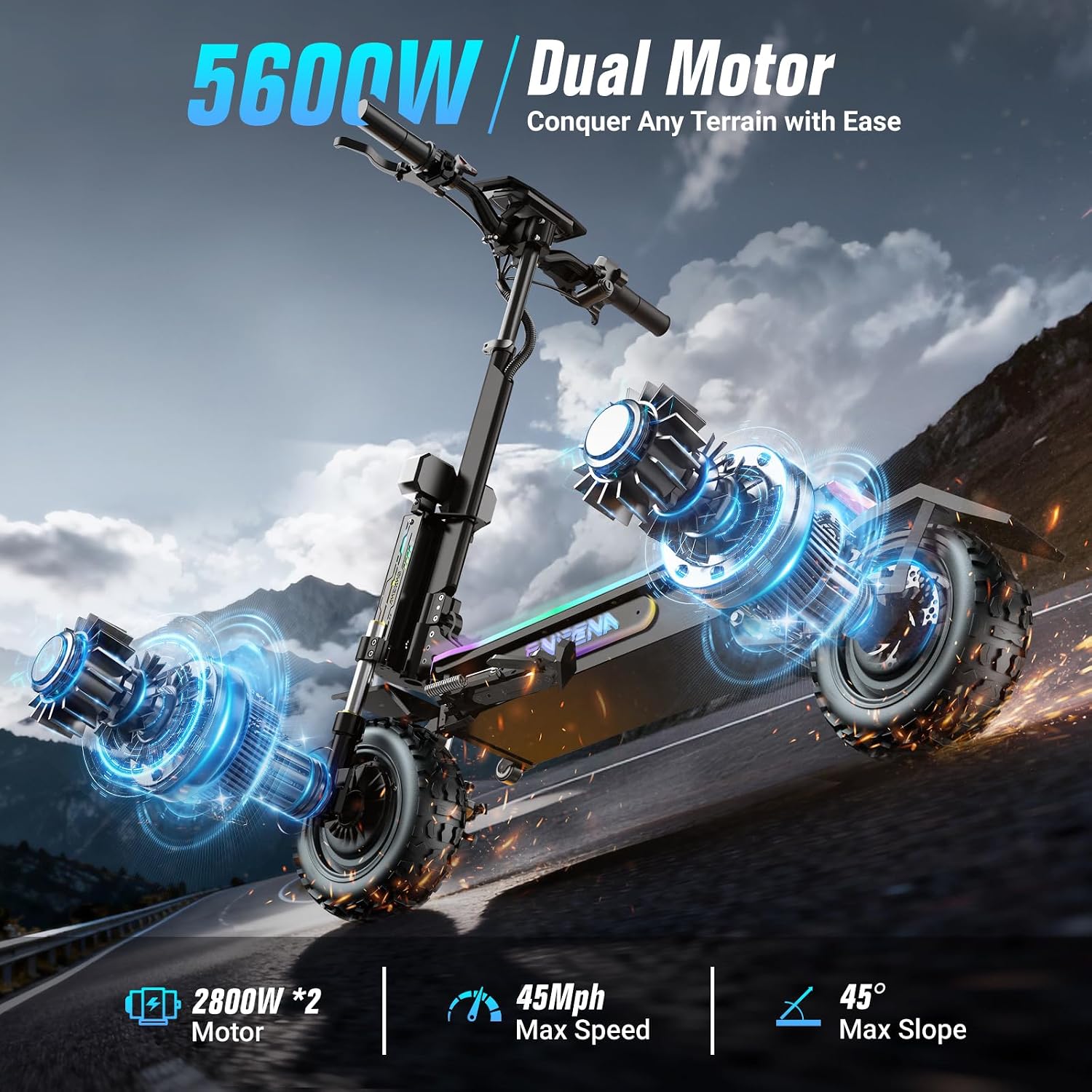 60V 5600W Dual Motor Electric Scooter - سكوتر كهربائي للبالغين - محرك مزدوج