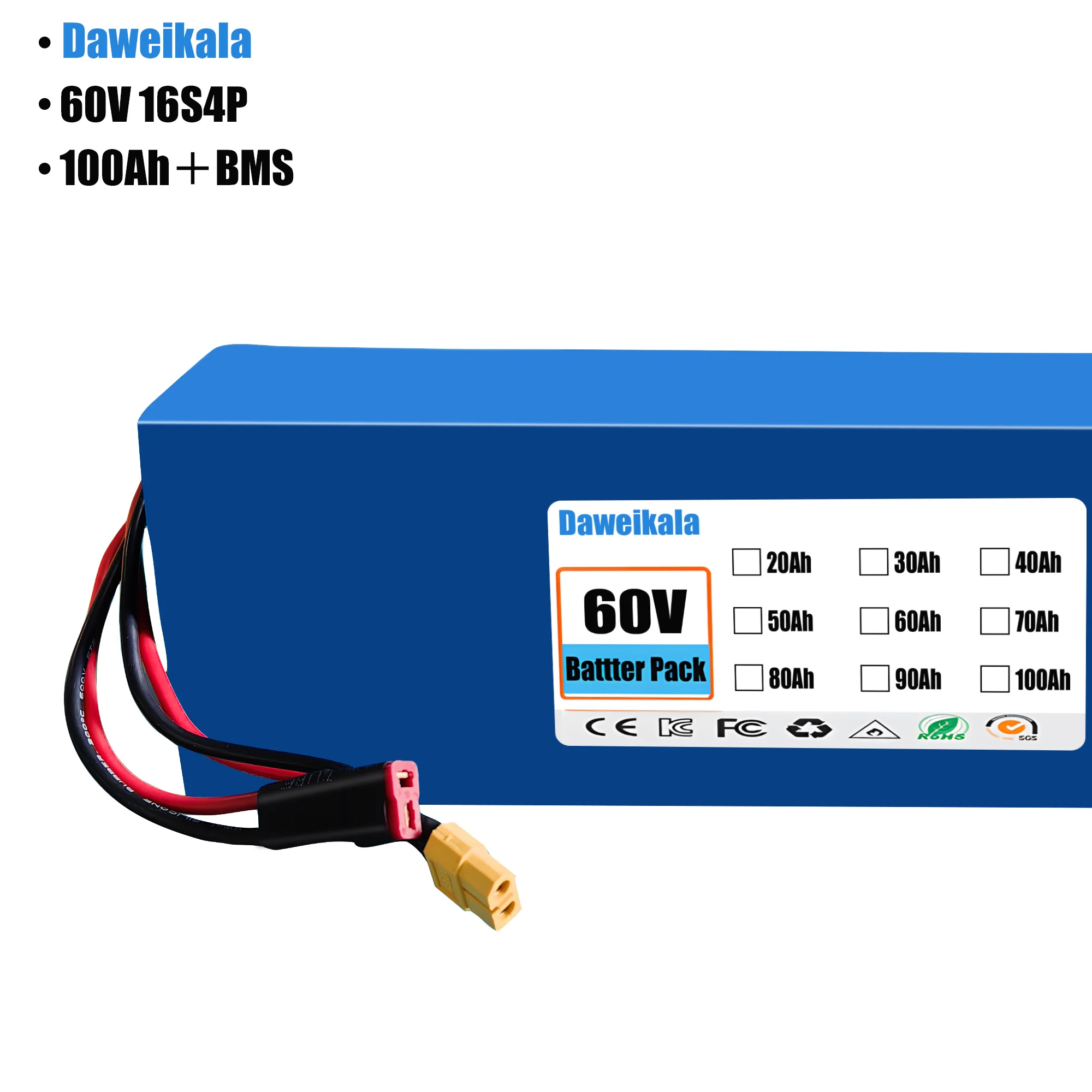 60 فولت 100 أمبير 16s4p بطارية - مراجعة 60V 30Ah Electric Scooter Battery وسعره