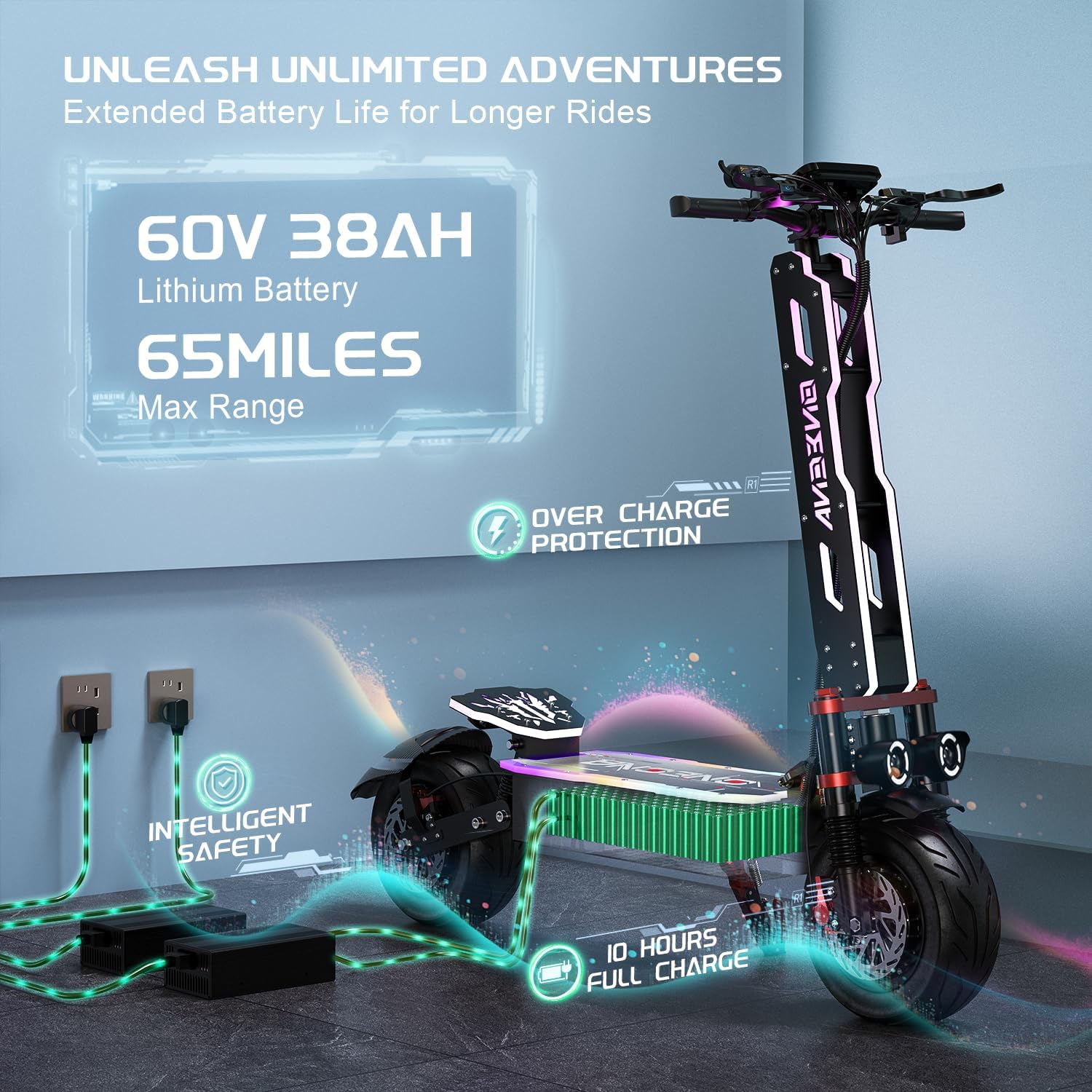 سكوتر كهربائي للبالغين ONECNA  - مراجعة 60V 5600W Dual Motor Electric Scooter وسعره