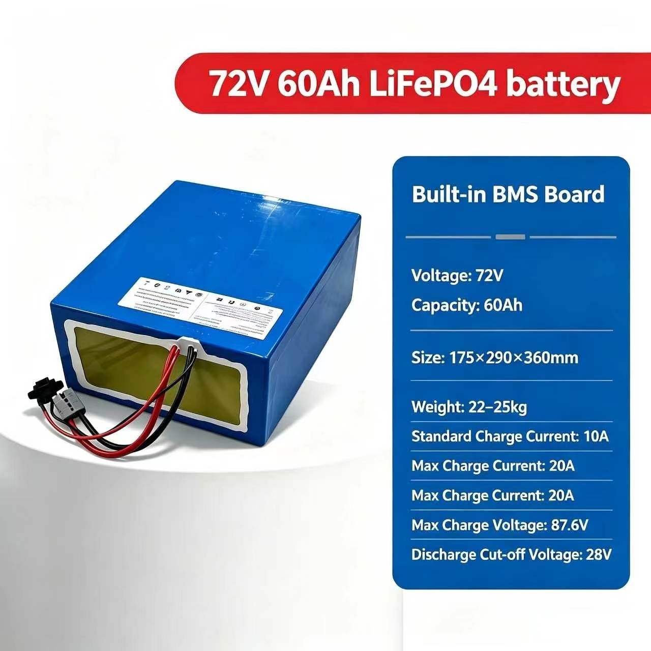 حزمة بطارية ليثيوم 72 فولت 60  - مراجعة 72V 60Ah Lifepo4 Battery Pack وسعره